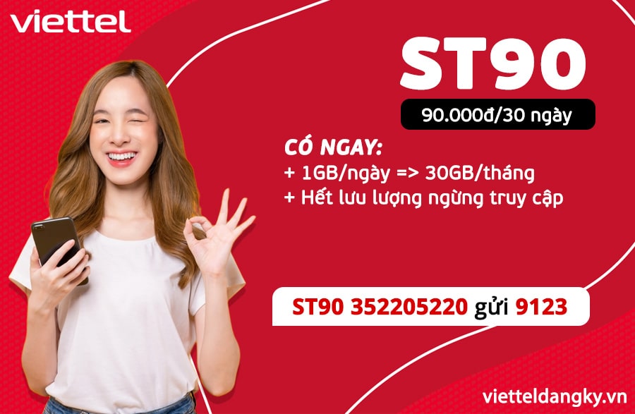 Hướng dẫn đăng ký gói cước ST90 Viettel nhận ngay 30GB DATA