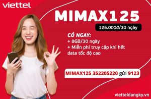 Đăng Ký Gói Mimax125 Viettel Ưu Đãi 8GB