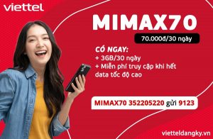 Đăng Ký Gói Mimax70 Viettel Ưu Đãi 3GB