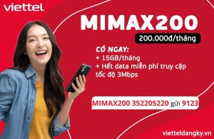 Đăng Ký Gói Mimax200 Viettel Ưu Đãi 15GB