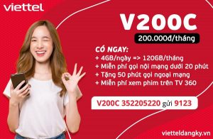 Đăng ký gói V200C Viettel