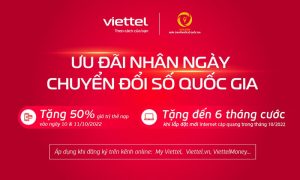 Viettel khuyến mãi 50% thẻ nạp ngày chuyển đổi số Quốc gia 10-10