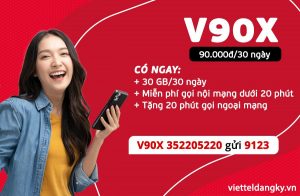 Đăng ký gói cước V90X Viettel 30GB với giá 90k