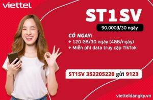 Gói cước ST1SV Viettel giá rẻ 90K có ngay 120GB/tháng